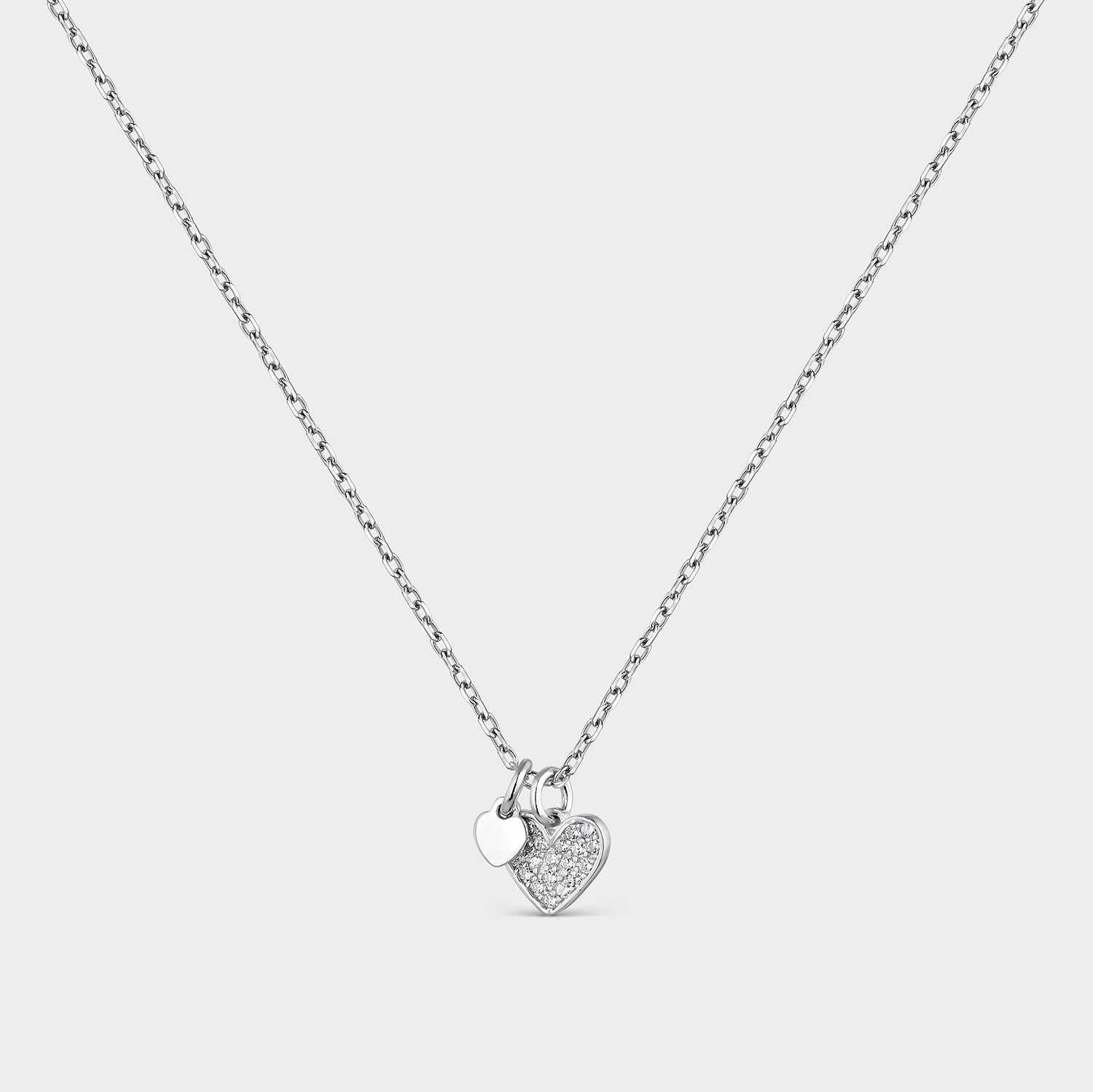 Collar de plata con corazón de circonitas blancas