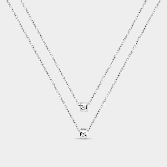 Silver necklace with double zirconia