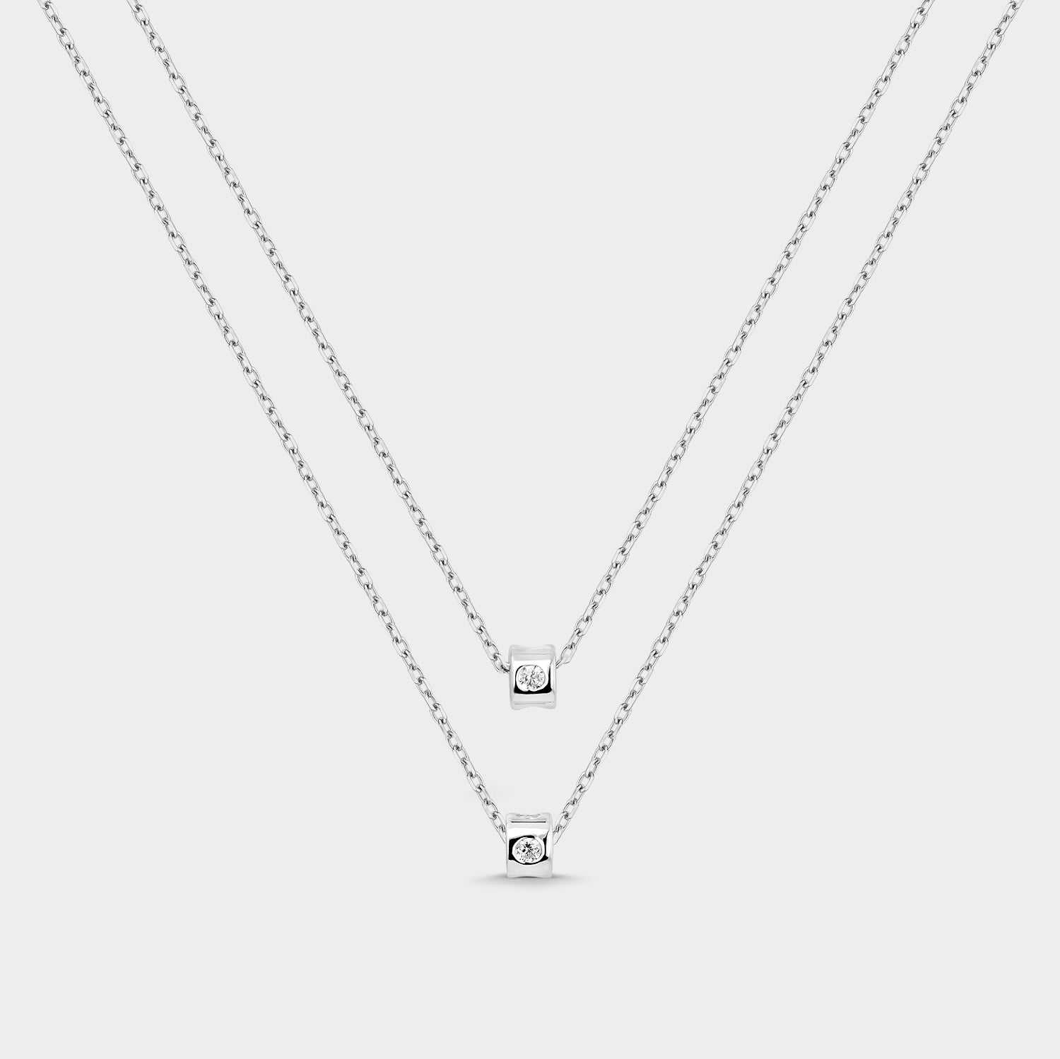 Collar de plata con circonita doble