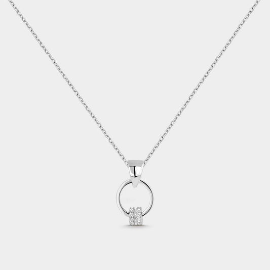 Collar de plata con circonitas blancas en forma circular