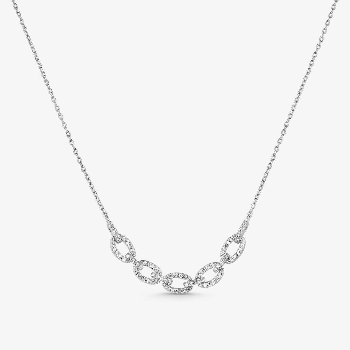 Collar de plata con circonitas blancas en eslabones grandes