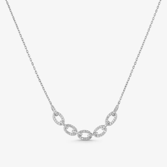 Collar de plata con circonitas blancas en eslabones grandes