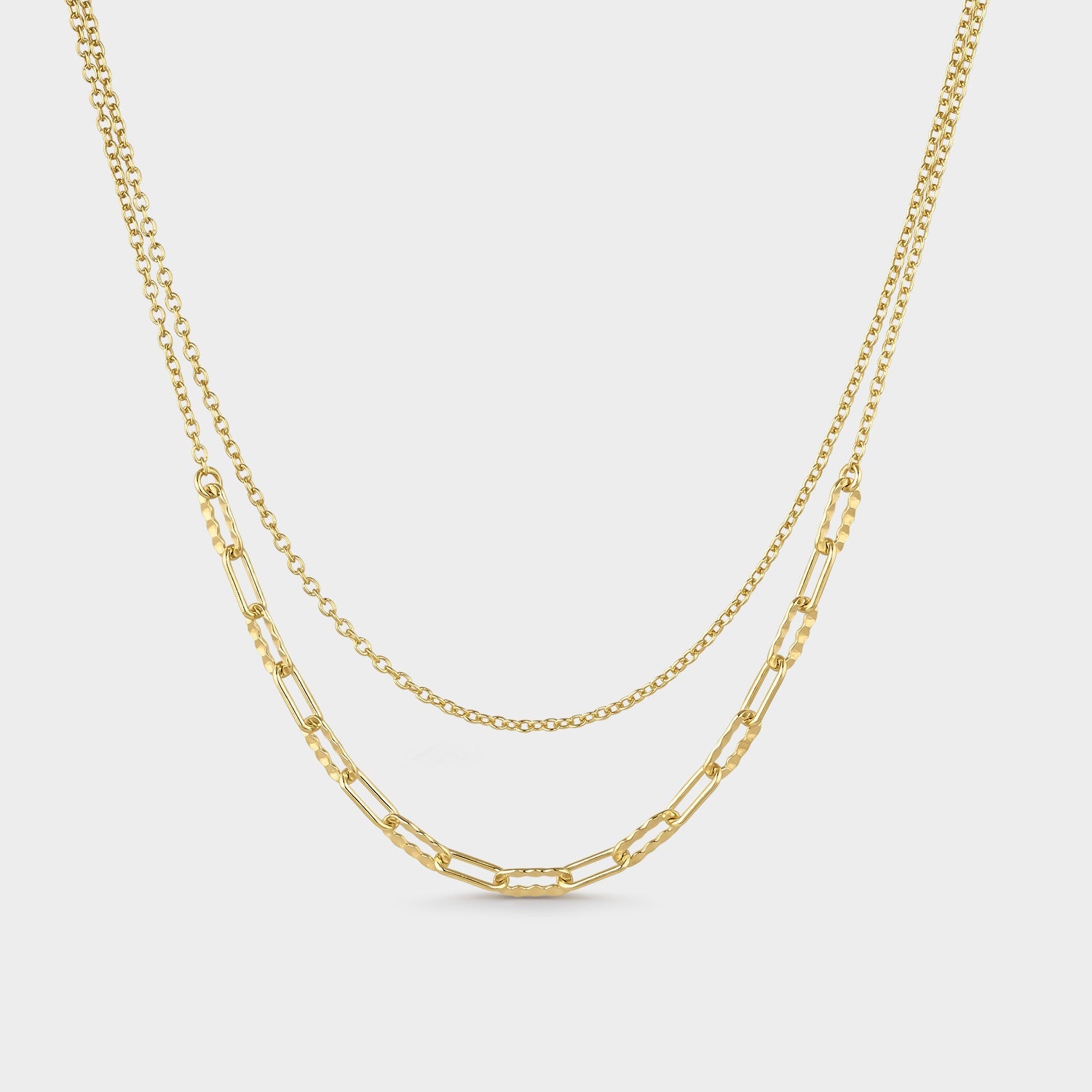Collar de plata y oro con eslabones de nudo y rectangulares