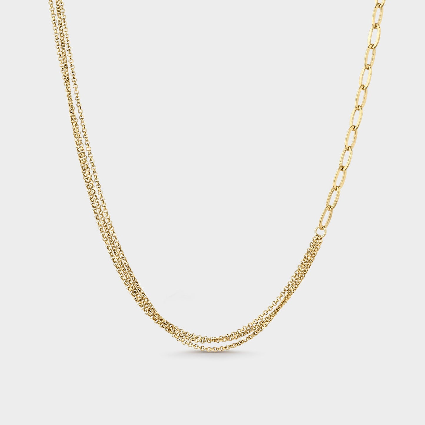Collar de plata bañada en oro amarillo con triple cadena