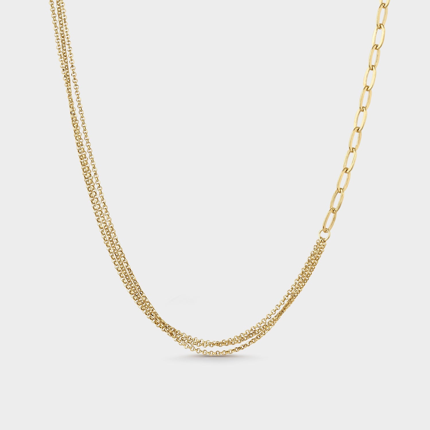 Collar de plata bañada en oro amarillo con triple cadena