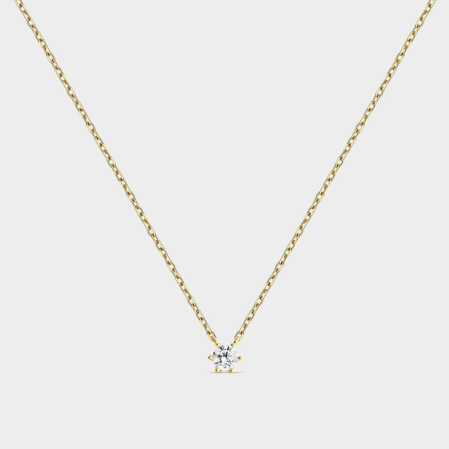 Collar de plata chapado en oro amarillo con circonita de 3,8 mm montado sobre 6 garras