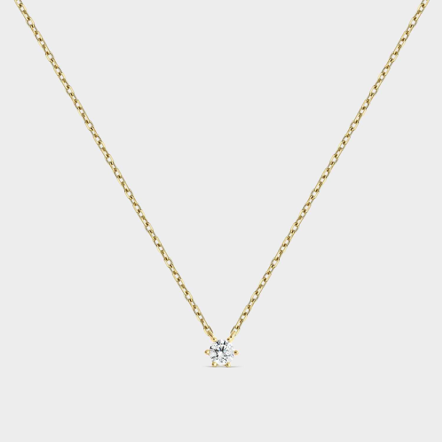 Collar de plata chapado en oro amarillo con circonita de 3,8 mm montado sobre 6 garras
