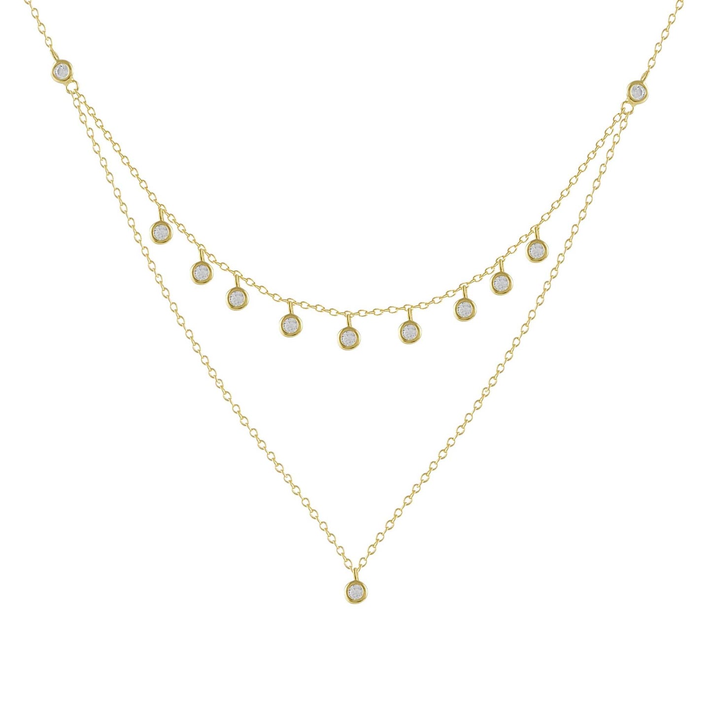 Collar doble de plata y circonitas