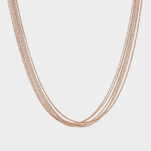 Collar de seis cadenas de plata bañada en oro rosa