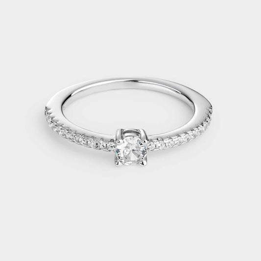 Anillo solitario pavé de plata de primra ley con circonitas