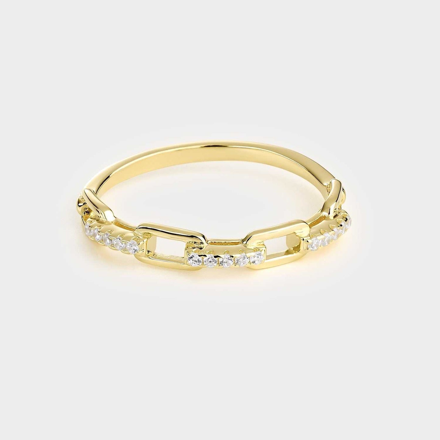 Anillo de plata baño oro amarillo con circonitas blancas