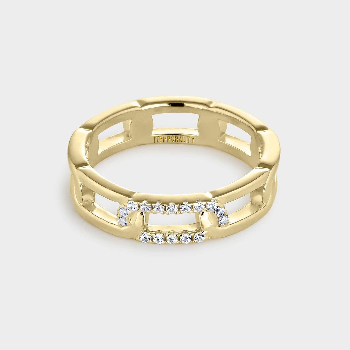 Anillo rectangulares entrelazados plata bañada en oro