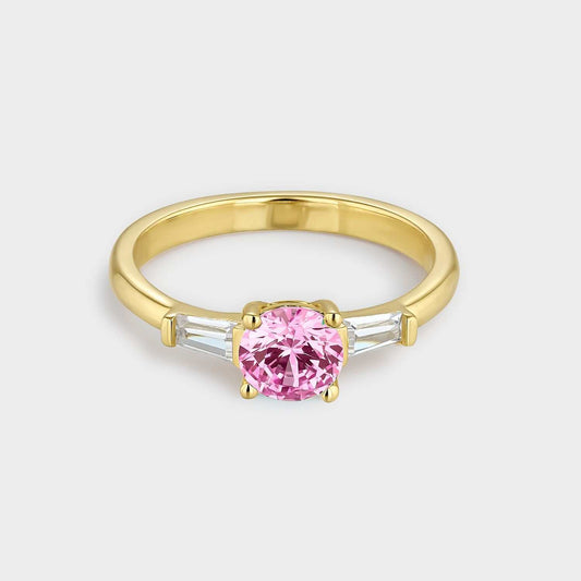 Circonita rosa oro 18K Anillo trío