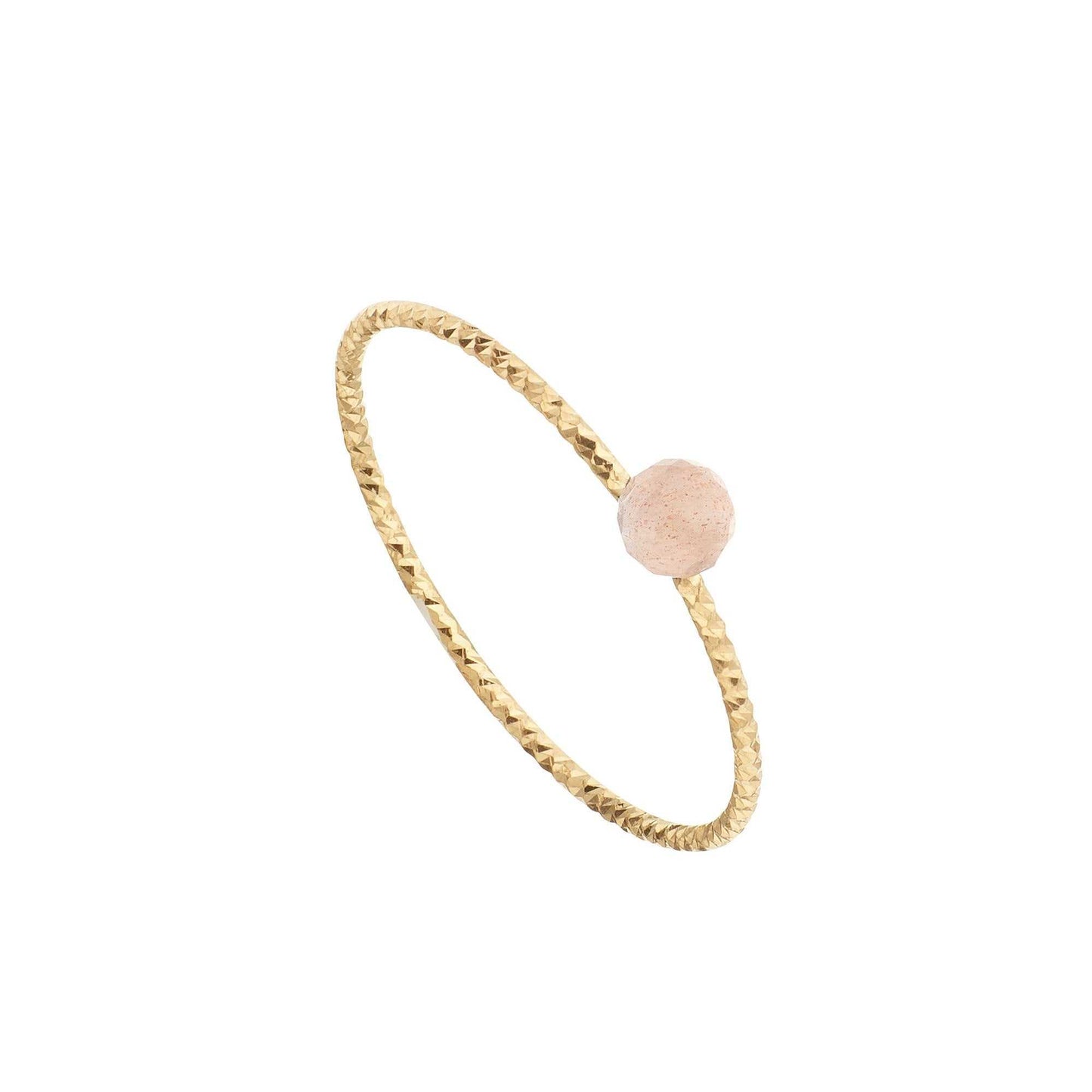 Anillo bola piedra lunar nude bañado en oro