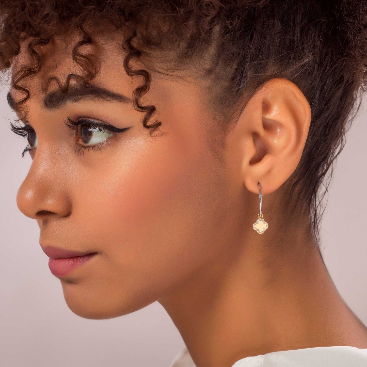 Bicolor Flower Cube Hoop Earrings