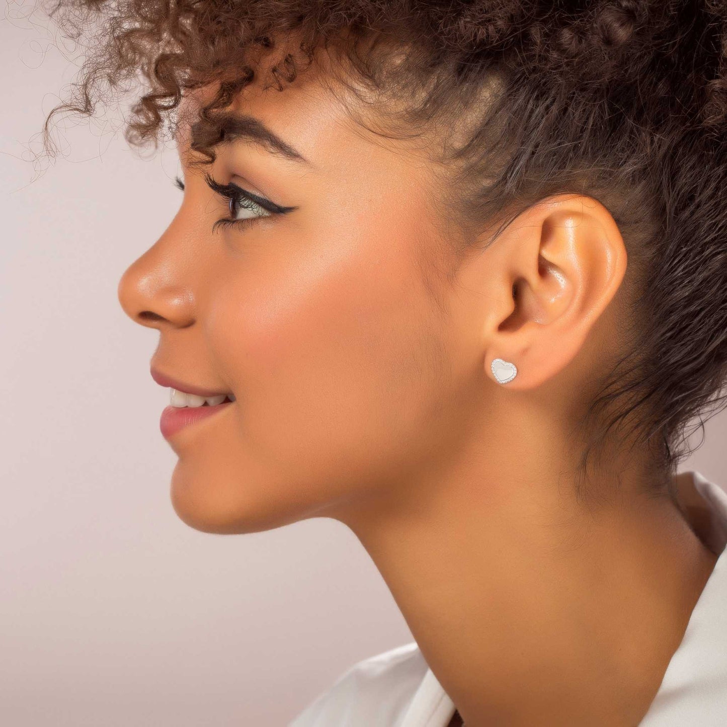 Pendientes Cube Corazón Botón Plata