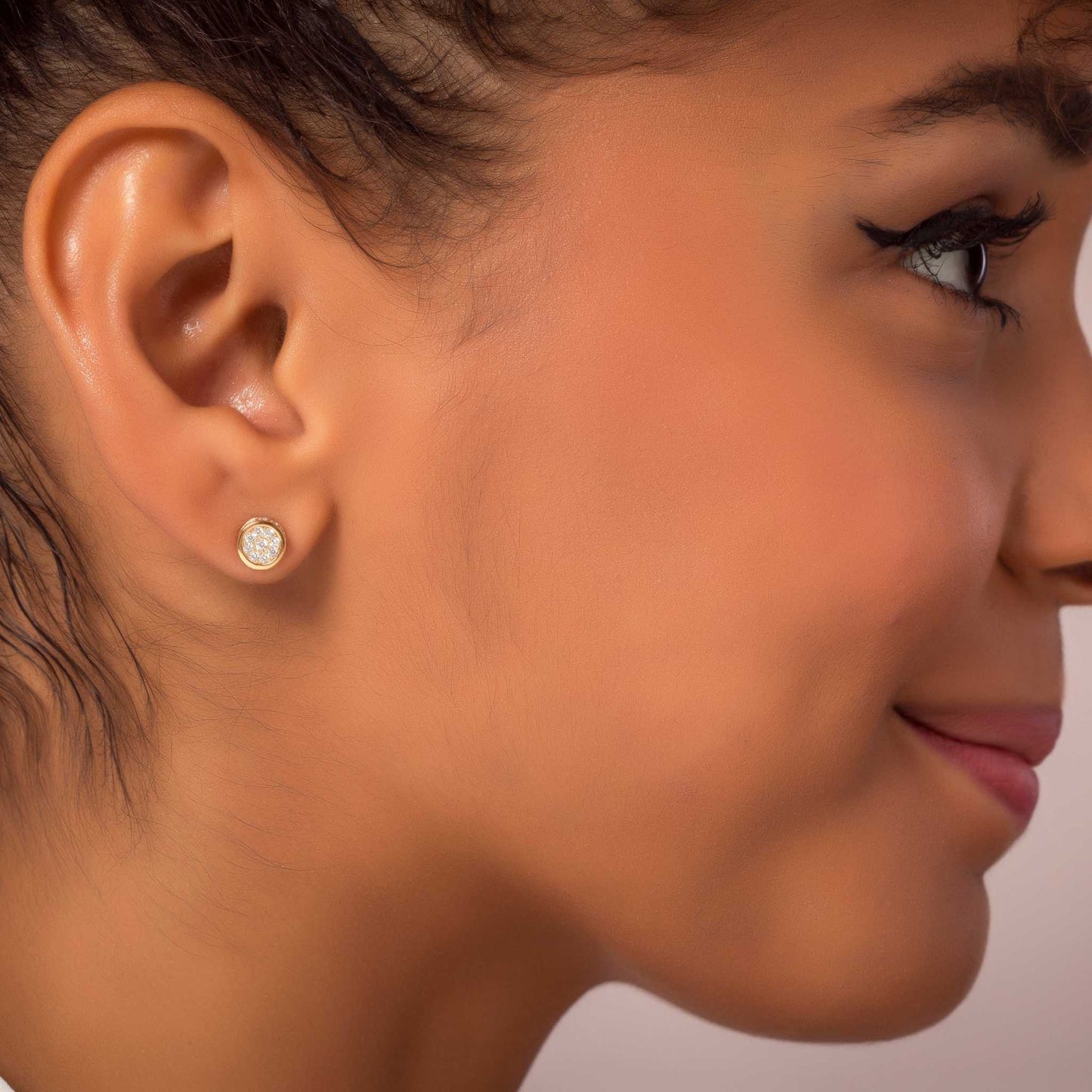 Pendientes Cube Corazón Bañado en Oro