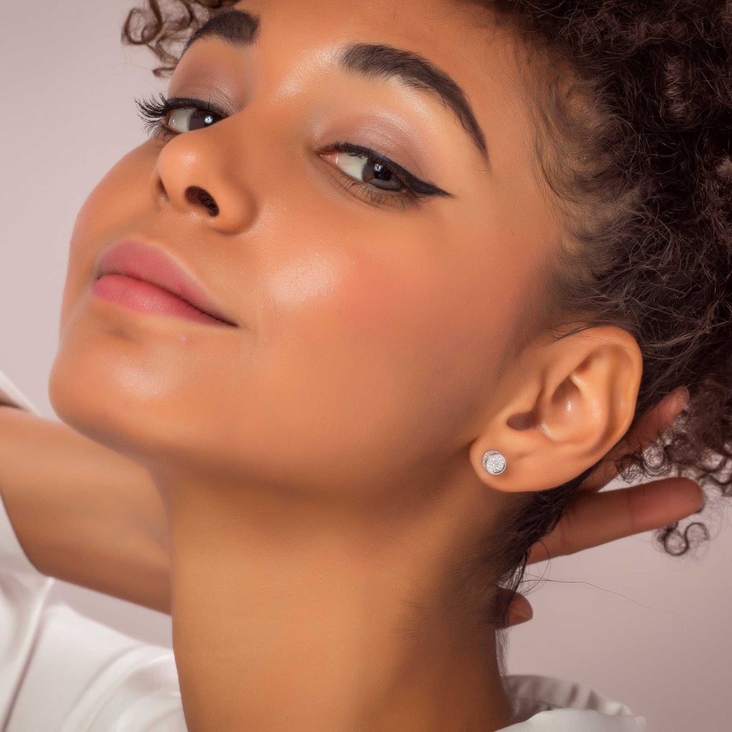 Cube Circle Silver Earrings