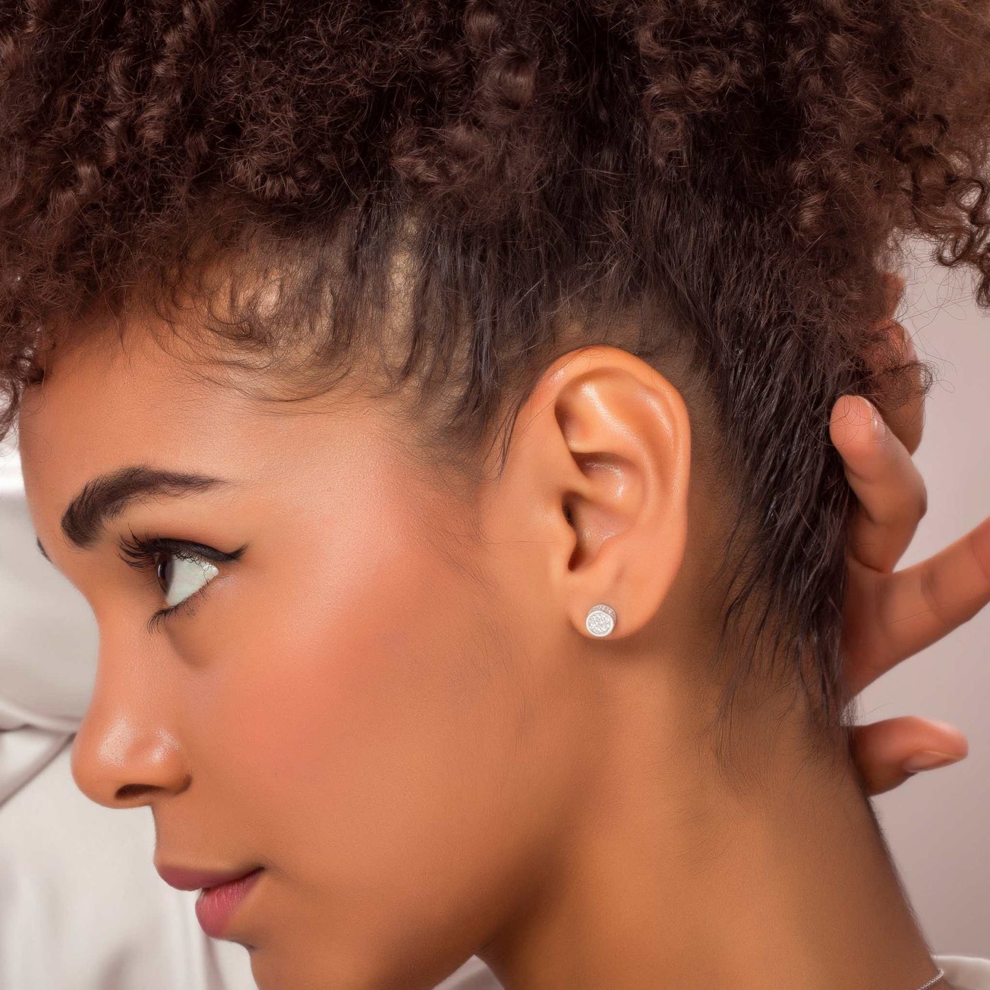Cube Circle Silver Earrings